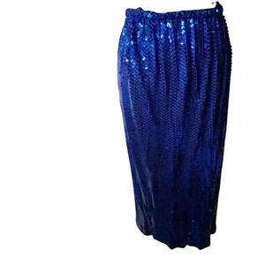 NWT Criscione Vintage Royal Blue Long Sequin Skirt Wit Split in Back Size Large